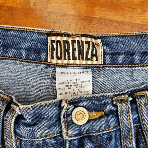 VTG Forenza Womens Jeans Size 12 High-Waisted Mom Jeans Classic Blue Denim Pleat - Picture 9 of 9